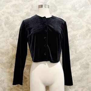 Vintage Robbie Bee Black Velvet Cardigan Duster Kimono Small